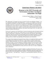 Statement by the Delegation of the United States of America in response to the report by the Co-ordinator of OSCE Economic and Environmental Activities, Ambassador Vuk Žugić