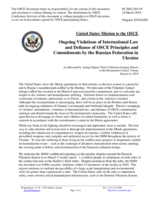 Statement by the Delegation of the United States of America on Russia’s ongoing aggression against Ukraine and illegal occupation of Crimea