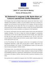 Statement by the Romanian EU Presidency in response to the perspective by Mr. B. Ahern, former Taoiseach (Prime Minister) of Ireland