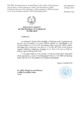 Response by the Delegation of Tajikistan to the Questionnaire on the Code of Conduct on Politico-Military Aspects of Security