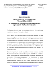 Statement by the Romanian EU Presidency on the freedom of expression in the Russian Federation