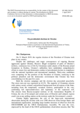 Statement by the Delegation of Ukraine on the presidential election in Ukraine, held on 31 March 2019