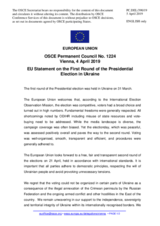 Statement by the Romanian EU Presidency on the presidential election in Ukraine, held on 31 March 2019