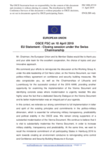 Statement by the Romanian EU Presidency in response to remarks by Major General C. Meier and by H.E. Ambassador C. Wild