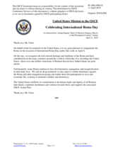 Statement by the Delegation of the United States of America on the International Roma Day, celebrated on 8 April 2019