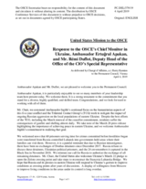 Statement by the Delegation of the United States of America in response to the report by Ambassador Ertugrul Apakan and to the update by Ambassador Martin Sajdik