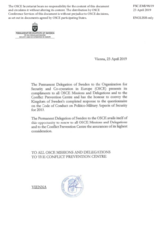 Response by the Delegation of Sweden to the Questionnaire on the Code of Conduct on Politico-Military Aspects of Security