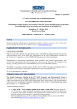 Preliminary Logistical Modalities