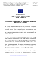Statement by the Romanian EU Presidency in response to the presentation by the Chairperson of the Security Committee
