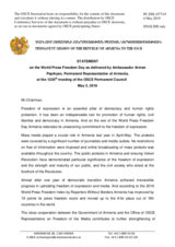 Statement by the Delegation of Armenia on World Press Freedom Day, observed on 3 May 2019