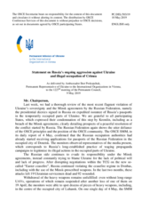 Statement by the Delegation of Ukraine on Russia’s ongoing aggression against Ukraine and illegal occupation of Crimea