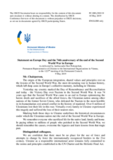 Statement by the Delegation of Ukraine on Europe Day, celebrated on 9 May 2019
