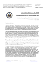 Statement by the Delegation of the United States of America on World Press Freedom Day, observed on 3 May 2019