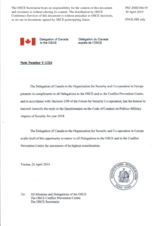 Response by the Delegation of Canada to the Questionnaire on the Code of Conduct on Politico-Military Aspects of Security Response by the Delegation of Canada to the Questionnaire on the Code of Conduct on Politico-Military Aspects of Security