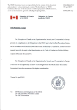 Response by the Delegation of Canada to the Questionnaire on the Code of Conduct on Politico-Military Aspects of Security Response by the Delegation of Canada to the Questionnaire on the Code of Conduct on Politico-Military Aspects of Security