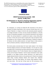 Statement by the Romanian EU Presidency in response to Russia’s ongoing aggression against Ukraine and illegal occupation of Crimea