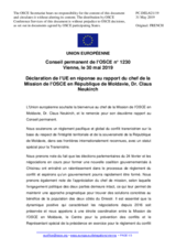 Déclaration de l’UE en réponse au rapport du chef de la Mission de l’OSCE en République de Moldavie, Dr. Claus Neukirch