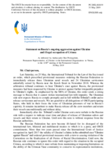 Statement by the Delegation of Ukraine on Russia’s ongoing aggression against Ukraine and illegal occupation of Crimea