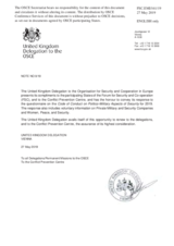 Response by the Delegation of the United Kingdom to the Questionnaire on the Code of Conduct on Politico-Military Aspects of Security Response by the Delegation of the United Kingdom to the Questionnaire on the Code of Conduct on Politico-Military Aspects of Security
