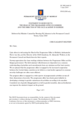 Statement by the Delegation of Norway in response to the reports by Ambassador Pierre von Arx, and by Mr. Alexander Wolters