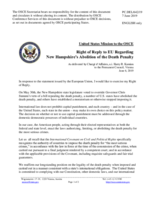 Statement by the Delegation of the United States of America in response to the statement by the Romanian EU Presidency on the abolition of the death penalty in the US state of New Hampshire