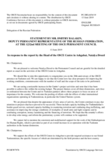 Statement by the Delegation of the Russian Federation in response to the report by the Head of the OSCE Centre in Ashgabat, Ambassador Natalya Drozd