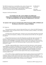 Statement by the Delegation of the Russian Federation in response to the reports by Ambassador Pierre von Arx, and by Mr. Alexander Wolters