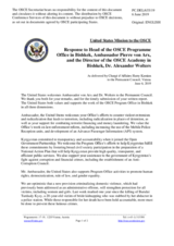 Statement by the Delegation of the United States of America in response to the reports by Ambassador Pierre von Arx, and by Mr. Alexander Wolters