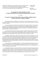 Statement by the Romanian EU Presidency in response to the reports by Ambassador Pierre von Arx, and by Mr. Alexander Wolters