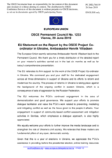 Statement by the Romanian EU Presidency in response to the report by the OSCE Project Co-ordinator in Ukraine, Ambassador Henrik Villadsen