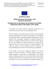 Statement by the Romanian EU Presidency in response to the report by the Head of the OSCE Programme Office in Nur-Sultan, Ambassador György Szabó
