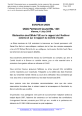 Déclaration des EM de l’UE sur le rapport de l’Auditeur externe et sur le rapport du Comité d’audit