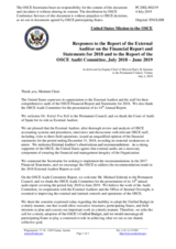 Statement by the Delegation of the United States of America in response to the Financial Report and Financial Statements for the year ended 31 December 2018 and the Report of the External Auditor, and to the Annual Report of the Audit Committee