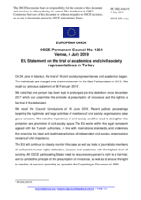 Statement by the Finnish EU Presidency on the trial of academics and civil society representatives in Turkey