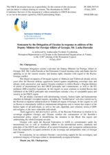 Statement by the Delegation of Ukraine in response to the address by the Deputy Minister for Foreign Affairs of Georgia, H.E. Mr. Lasha Darsalia