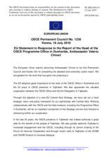 Statement by the Finnish EU Presidency in response to the report of the Head of the OSCE Programme Office in Dushanbe, Ambassador Valeriu Chiveri