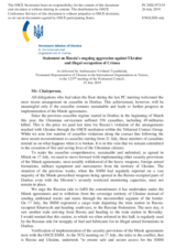 Statement by the Delegation of Ukraine on Russia’s ongoing aggression against Ukraine and illegal occupation of Crimea