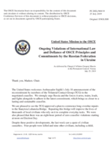 Statement by the Delegation of the United States of America on Russia’s ongoing aggression against Ukraine and illegal occupation of Crimea