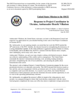 Statement by the Delegation of the United States of America in response to the report by the OSCE Project Co-ordinator in Ukraine, Ambassador Henrik Villadsen