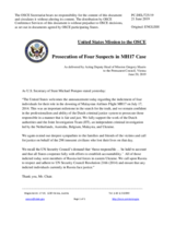 Statement by the Delegation of the United States of America on the outcome of the Joint Investigation Team on the downing of Malaysian Airlines Boeing 777-200 MH17