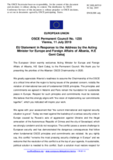 Statement by the Finnish EU Presidency in response to the address by the Acting Minister for Europe and Foreign Affairs of Albania, H.E. Mr. Gent Cakaj
