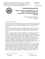 Statement by the Delegation of the United States of America on Russia’s ongoing aggression against Ukraine and illegal occupation of Crimea