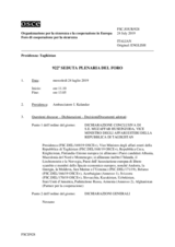 Giornale della 922a Seduta plenaria del Foro di cooperazione per la sicurezza