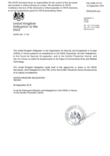 Response by the Delegation of the United Kingdom to the Questionnaire on Participating States’ Policy and/or National Practices and Procedures for the Export of Conventional Arms and Related Technology Response by the Delegation of the United Kingdom to the Questionnaire on Participating States’ Policy and/or National Practices and Procedures for the Export of Conventional Arms and Related Technology