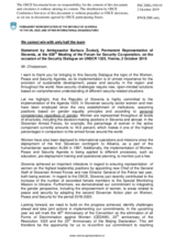 Statement by the Delegation of Slovenia in response to the presentations by Colonel M. Dvořáková, by Colonel C. A. McKenna, and by Ms. R. Blum and Lieutenant Colonel P. Östman