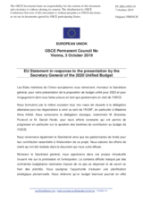 Statement by the Finnish EU Presidency in response to the presentation by the OSCE Secretary General, Ambassador Thomas Greminger, of the 2020 Unified Budget Proposal