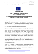 Statement by the Finnish EU Presidency on continuing restrictions on freedom of the media in the Russian Federation