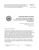 Statement by the Delegation of the United States of America on Russian violations of the right to peaceful assembly and its election-related commitments
