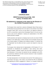 Statement by the Finnish EU Presidency in response to the report by the Director of the Conflict Prevention Centre, Ambassador Marcel Peško
