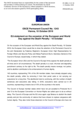 Statement by the Finnish EU Presidency on the European and World Day Against the Death Penalty, observed on 10 October